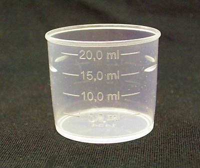 20ml Probierbecher PE-bruchsicher, Messbecher, Medizin, Dosierhilfe mit Skala