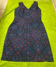BANANA REPUBLIC Sleeveless Knee Length Pencil Dress Size 8 Navy Blue Floral Flaw