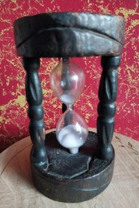 Vintage Wooden Carved Classic Kitchen Egg Timer Retro Rigged 5.5" Hour Glass 