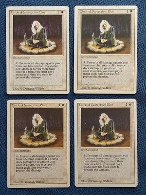 MTG 4x Circle of Protection Blue x4 LP Revised Edition Magic Playset Old School