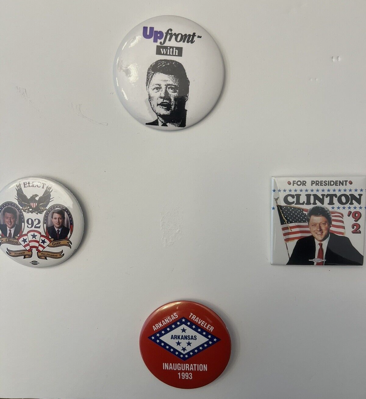 VTG Bill Clinton Campaign Buttons 4 Large 2-2.5” Very Good Condition