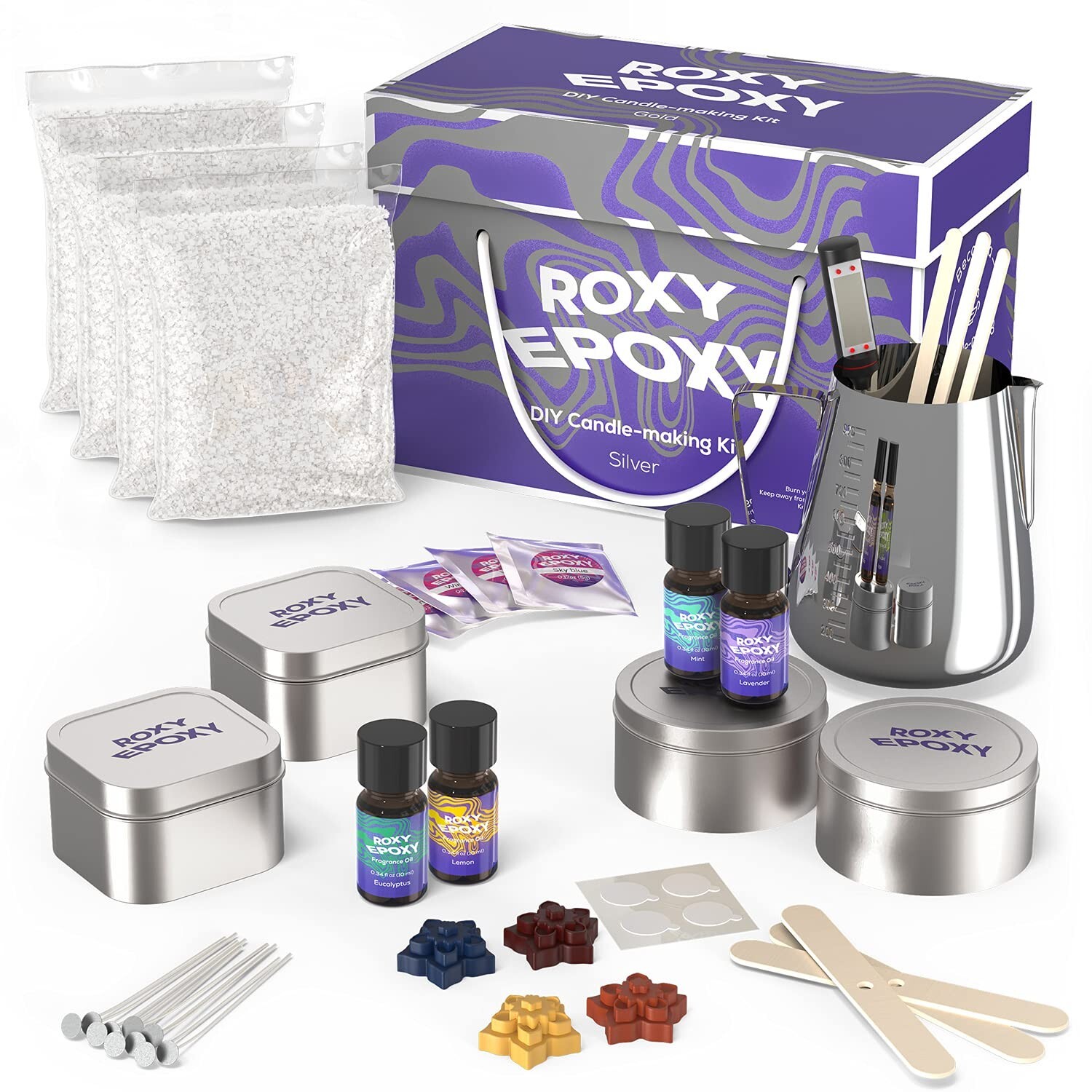 DIY Candle Making Kit Silver - Complete Supplies Set to Make Your Own Candles --image