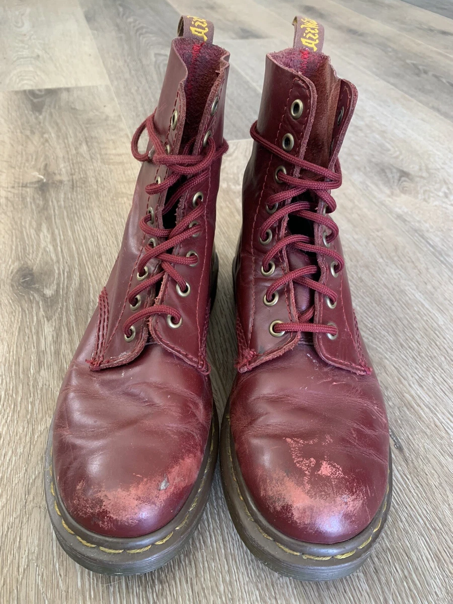 Dr Martens Womens 1460 Pascal Red Burgundy Leather Boot Size 8 eBay