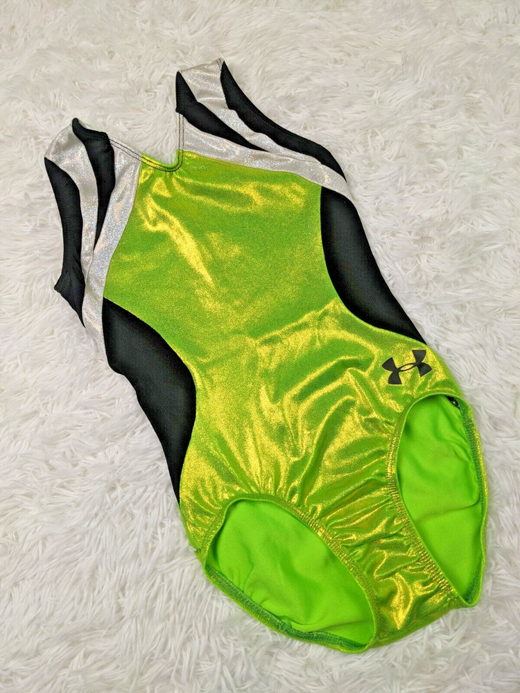 Under Armour Shiny Lime Green Gymnastics Leotard Kids Size Large CL