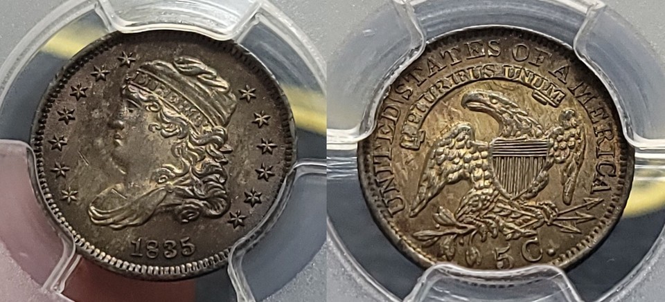 1835 H10C Small Date, Large 5C MS64 PCGS