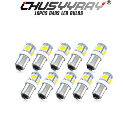 10Pcs 6V 6 Volt BA9S T4W 2835 1 LED Car Dash Map Light Side Parker Bulb White 6K
