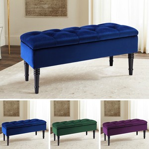 Chesterfield Upholstered Velvet Ottoman Storage Toy Box Footstool Seat Stool