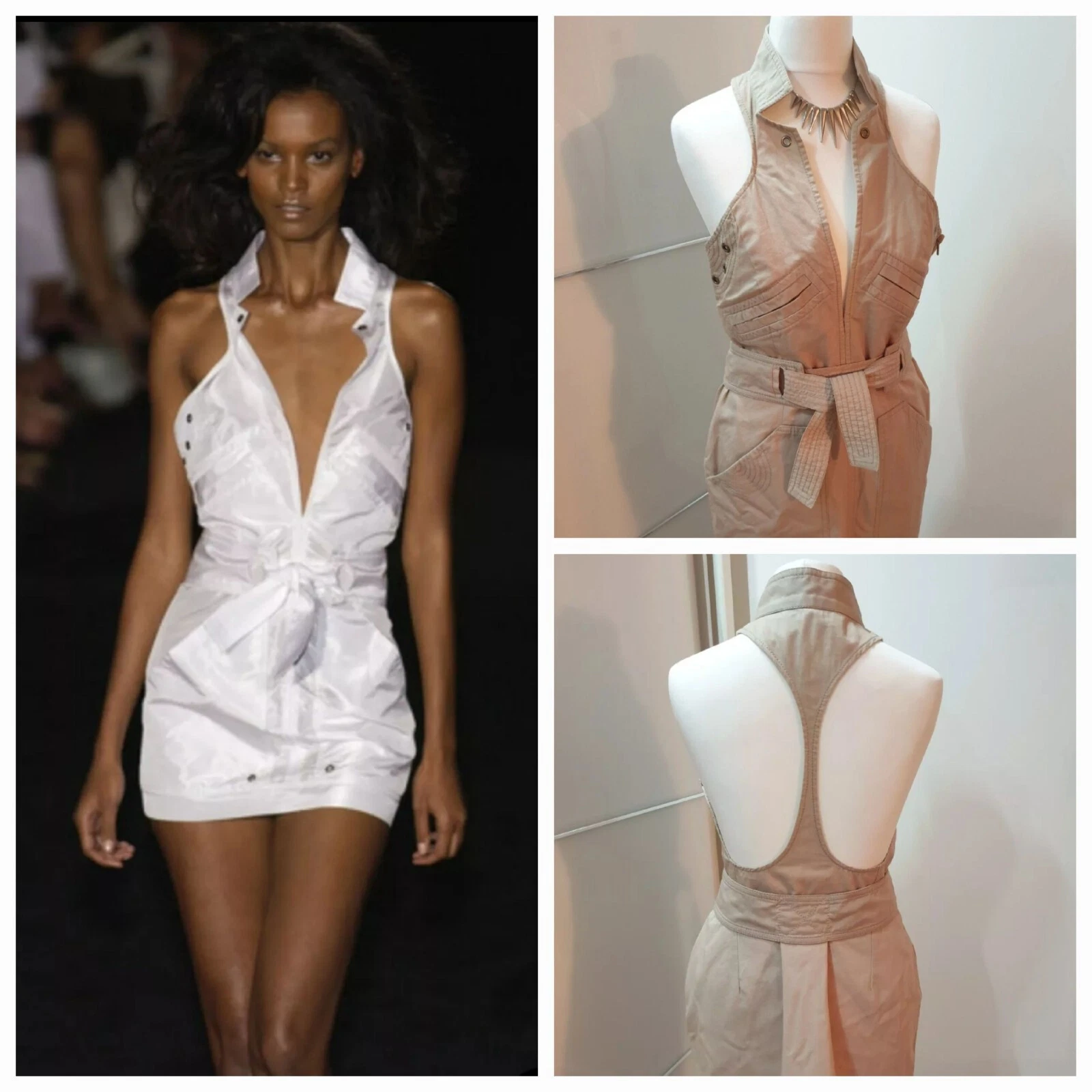 Mini robe GUCCI Tom Ford printemps 2003 dos de course, point trapunto IT44 US6 UK10
