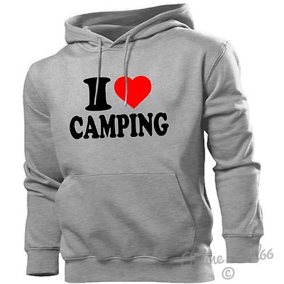 I LOVE CAMPING HOODIE HERZ HOODY HERREN DAMEN KINDER ZELTE FESTIVAL MATSCH CAMP CAMPER