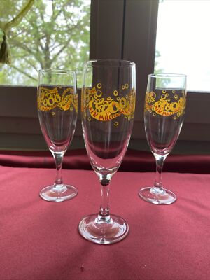 3 Kristall Champagnerflöten Von Arques Luminarc New Millennium 2000