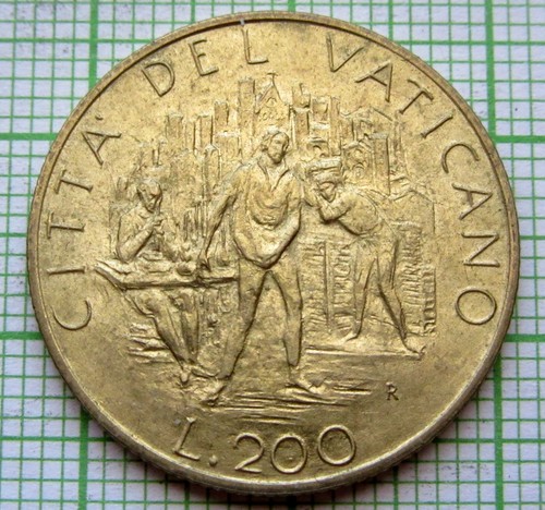 VATICAN Ioannes Pavlvs II JOHN PAUL II 1989 200 LIRE - The Work, UNC - 第 1/6 張圖片