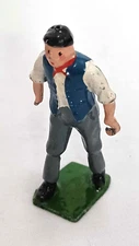 MANOIL JOHN HILL CO UK VINTAGE FARM WORKER LEAD TOY LIKELY 1950s 2" TALL DAMAGED