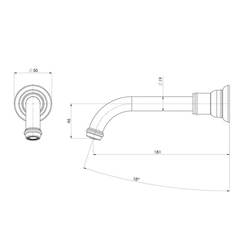 Phoenix Tapware Wall Basin / Bath Outlet Cromford Matte Black 134-7610-10-1 - Picture 2 of 3