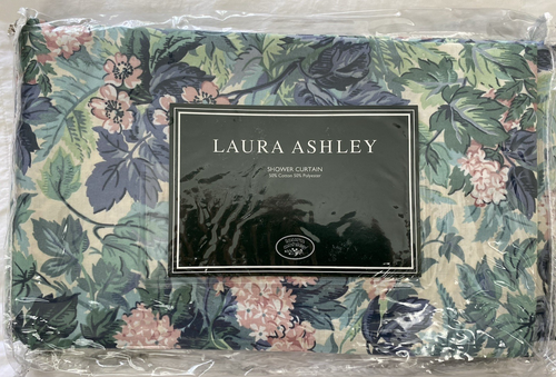 NEW Vintage Laura Ashley Ashborne Shower Curtain 72x75 Floral Green Pink