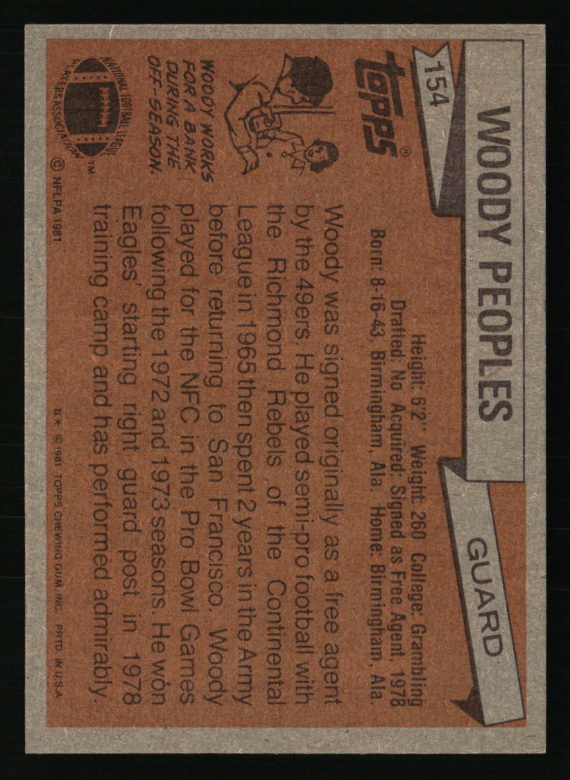 Woody Peoples 1981 Topps #154 Football Card | eBay