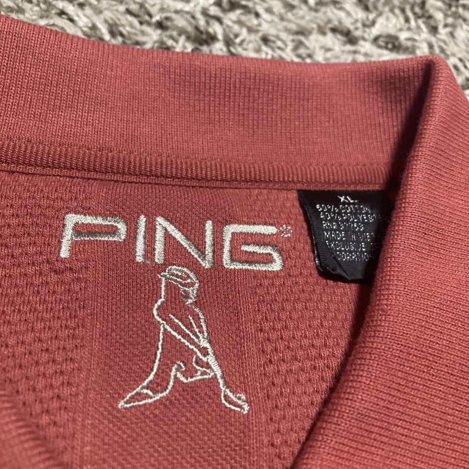 Polo de golf vintage Ping para hombre talla XL salmón oscuro Foto 3 de 4