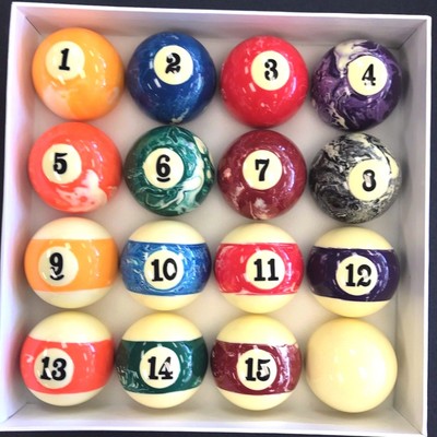 NEW - Swirl Marble Billiard Ball Set / Pool Table - 2 1/4 ...