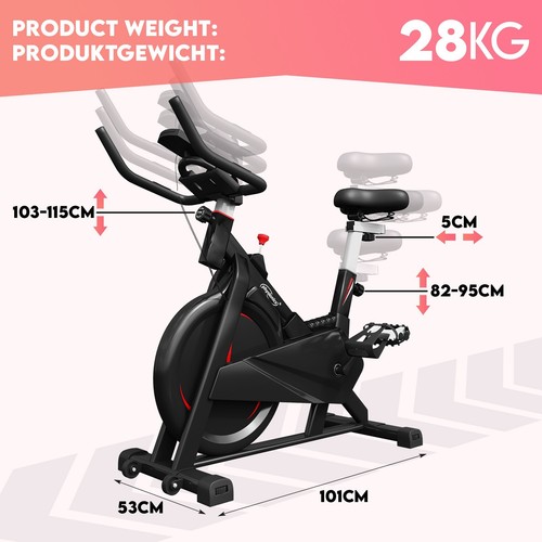 Physionics® Rower treningowy Dom Indoor Ergometr Cycling Trimmbike Speedbike - Zdjęcie 11 z 12