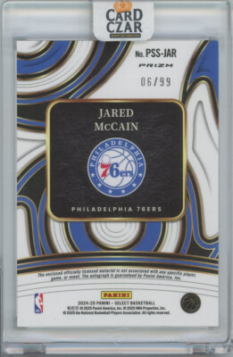 2024-25 Select JARED McCAIN Prime Selections RC Patch Auto Silver