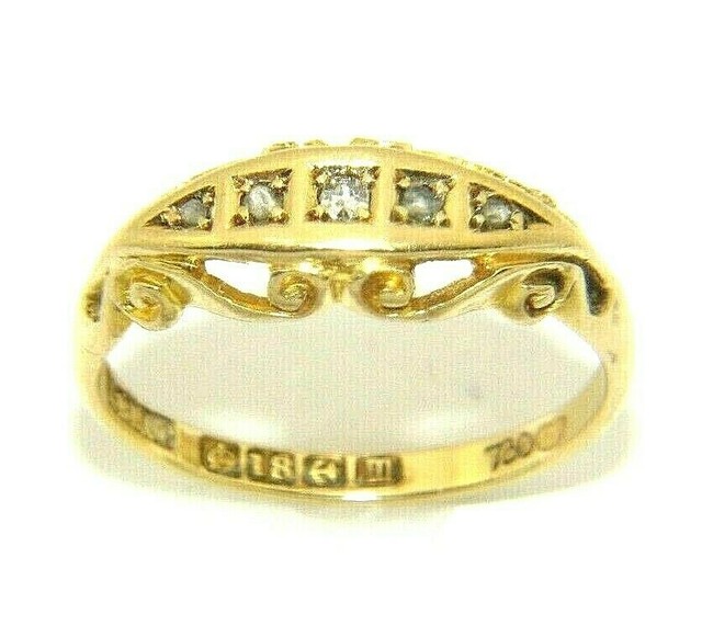 Ladies/womens ornate 18ct yellow gold antique ring set with diamonds