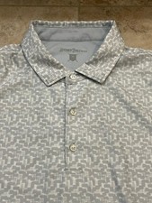 Hickey Freeman Mens Polo Shirt XL Short Sleeve Golf Gray Geometric Stretch