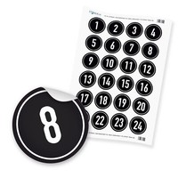 Adventskalenderzahlen 4Cm Zahlensticker 1-24 Schwarz Weiß Zahl Weiß