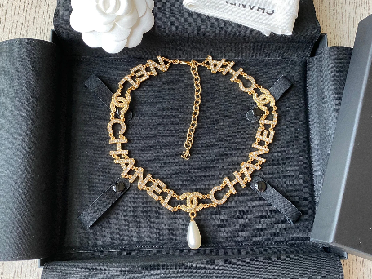 Chanel Vintage Oversized Dangling Pearl Gold Chain Cuff Bracelet