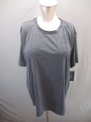 NWT Real Essentials Size L Mens Gray Short Sleeve Breathable Athletic Top 029