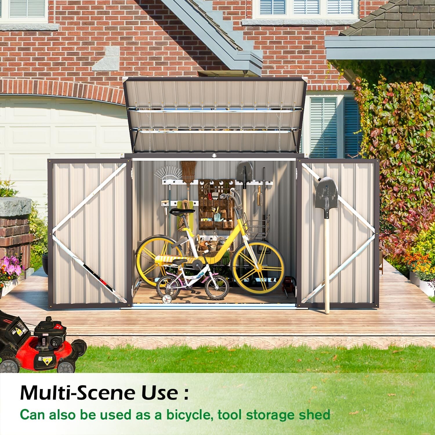 AECOJOY Large Outdoor Waterproof Storage Shed with Lockable Multi