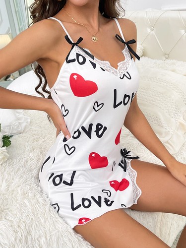 Women's Sexy Nightwear Sleepwear Spaghetti Strap Chemise Deep V Slip Mini Dress - Picture 11 of 36