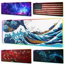 RGB Gaming Mouse Pad - Large LED Gaming Desk Mat with Design 31.5 x 11.8 Inch 