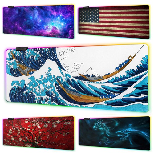 Tappetino Mouse Gaming RGB - Grande Tappetino da Scrivania Gaming LED con Design (31,5 x 11,8 Pollici) - Foto 1 di 15