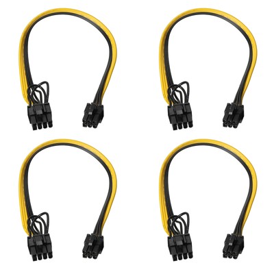 PCIe Kabel 6 Pin Stecker zu 8 Pin 6+2 Stecker GPU Kabel 320mm/12.6'' Pack von 4