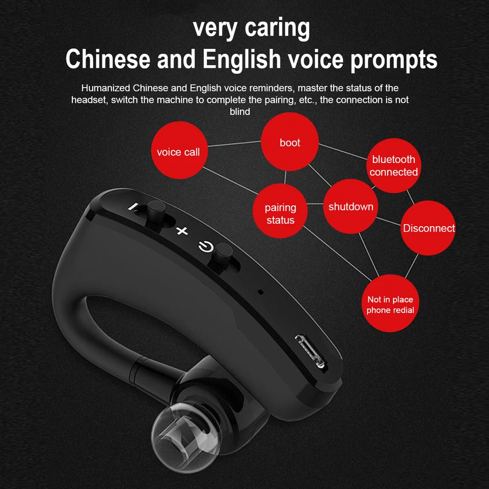 TWS Wireless Earphones Bluetooth 5.0 Earpiece Driving Trucker Headset Earbuds - Image 4 of 4