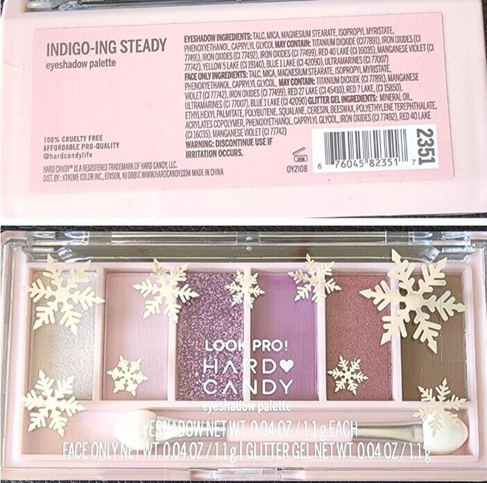 Hard Candy Look Pro Eyeshadow Palette Makeup Purple Pink 2351 Indigo
