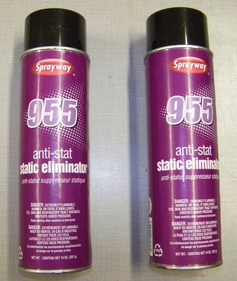 Two Cans of 955 Sprayway Anti-Stat Static Eliminator
