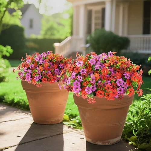 Artificial Flowers for Outdoor Decor 12 Pcs Faux Flowers UV Resistant Multi2 - Picture 6 of 7