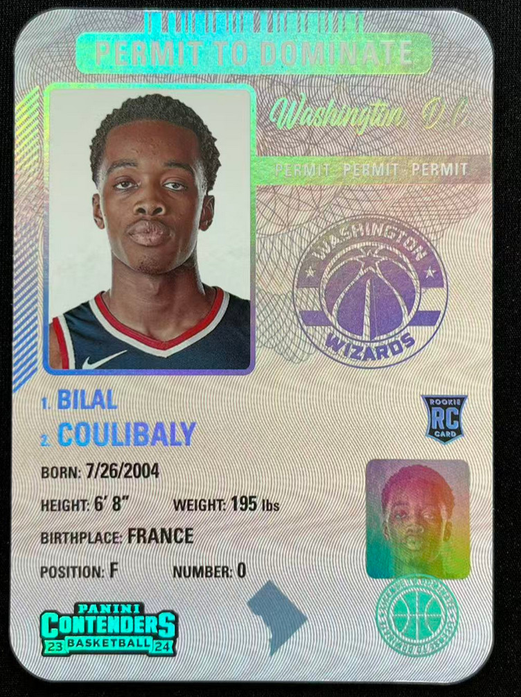 Bilal Coulibaly 2023-24 Panini Contenders Permit To Dominate Die Cut SSP RC  #10