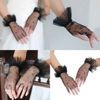Rhinestones Bridal Gloves Short Sheer Gloves for Evening Party Wedding Ceremony
