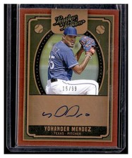 2019 Leather and Lumber Autographs Gold #1 Yohander Mendez Auto RANGERS /99 