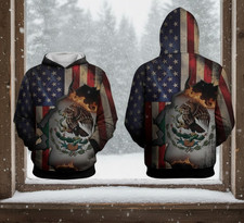 Mexico Hoodie 2025, Aztec Art Mexican Flag Eagle Hoodie, Patriotic Gift