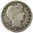 1914-P Liberty Barber Silver Half Dollar 50c Philadelphia Very Good VG+