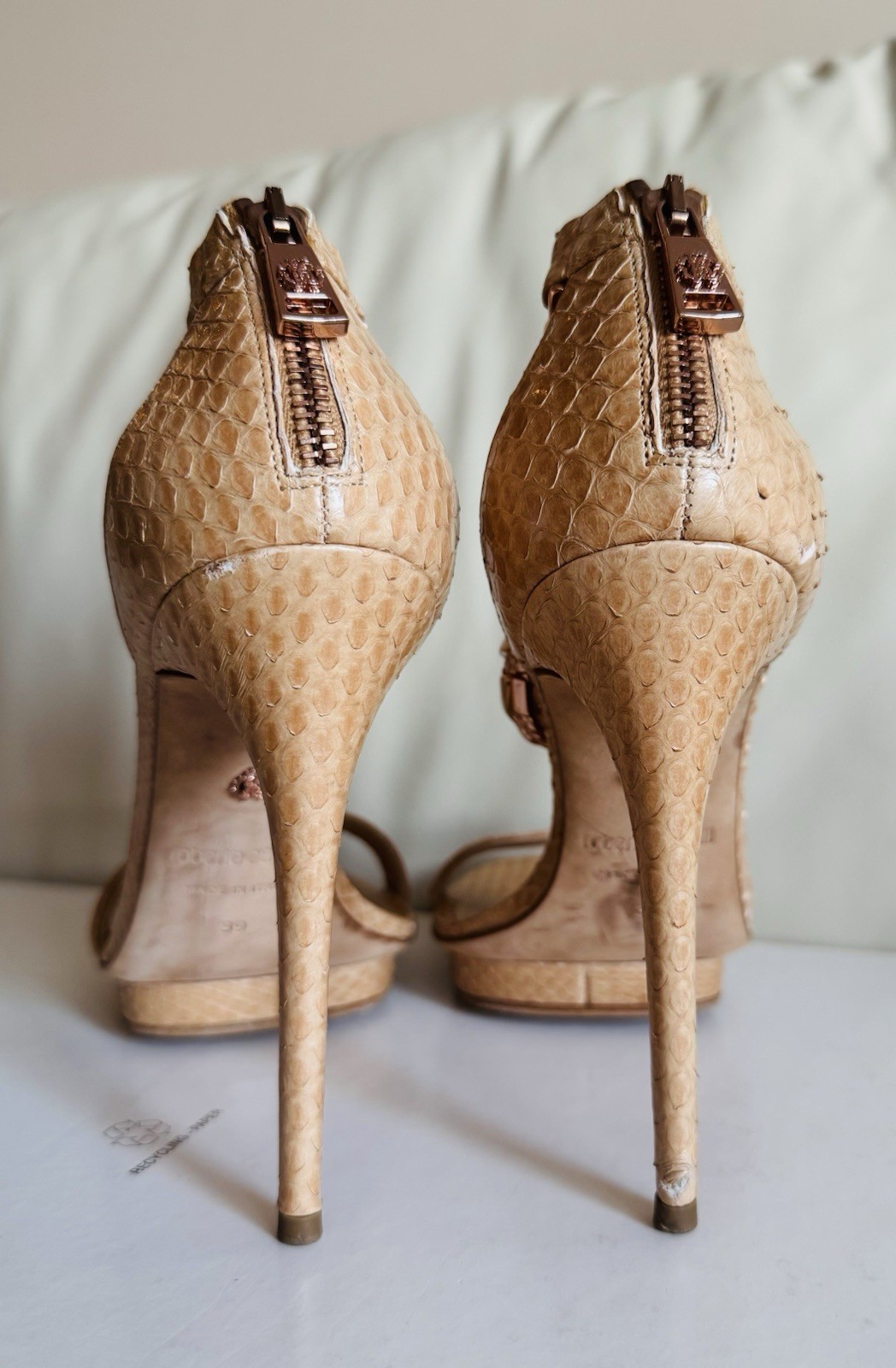 Roberto Cavalli Python Nude Platform Heels in Exc… - image 7