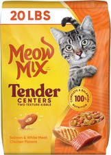 Meow Mix Tender Centers Dry Cat Food Salmon Chicken Flavors 20lb Bag