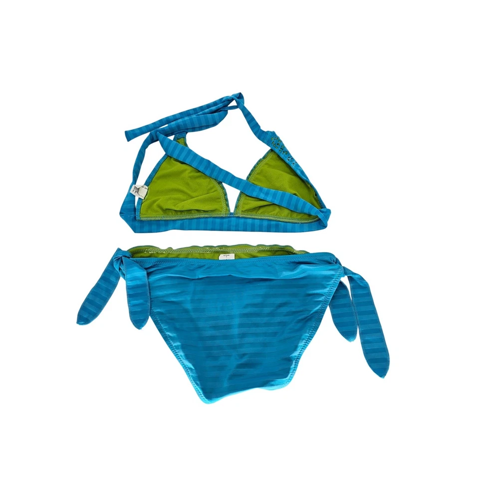 Conjunto de traje de baño bikini vintage Y2K Mossimo para mujer talla S azul brillante verde lima Foto 4 de 4