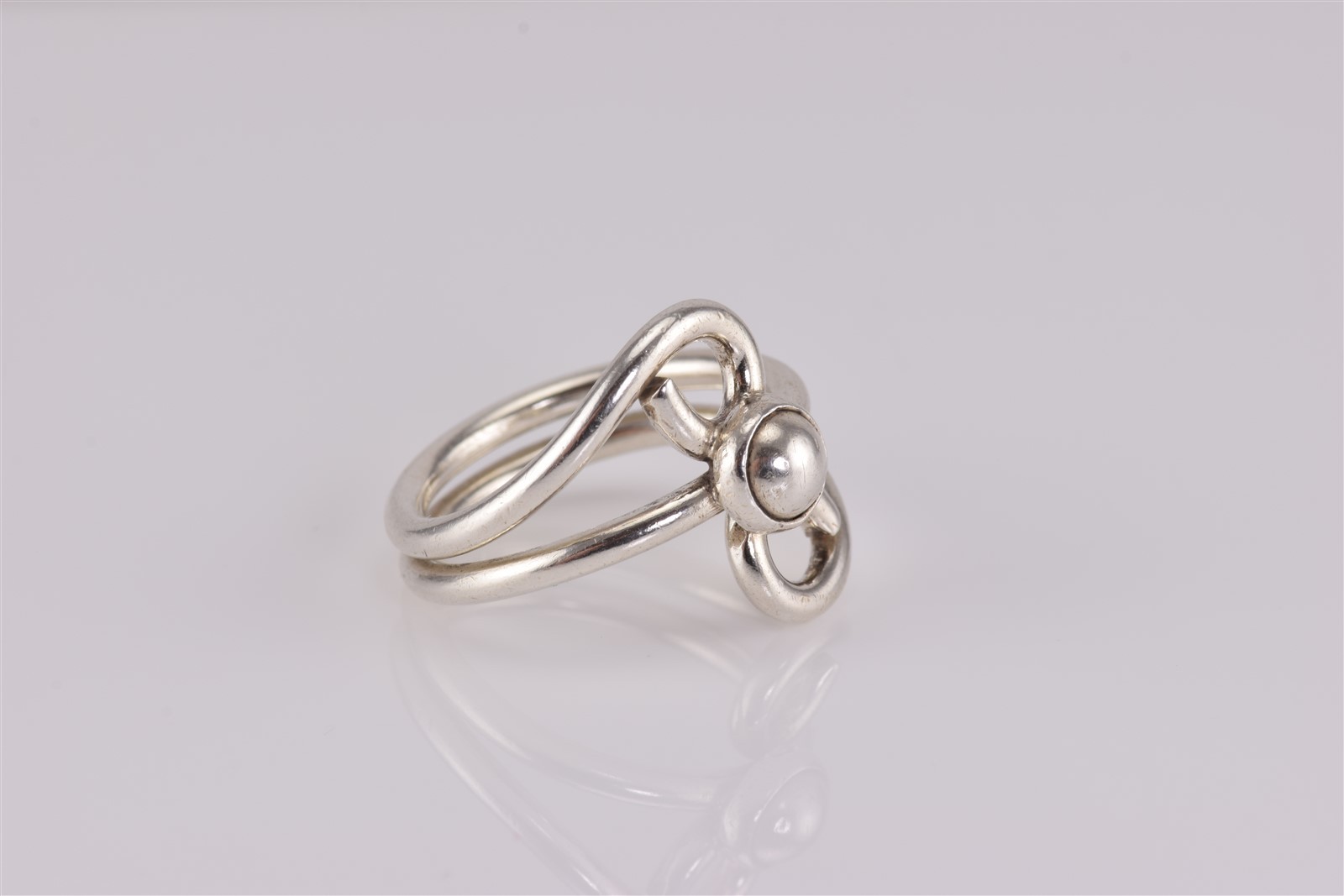 Sterling Silver Double Swirled Loop Polished Butt… - image 2