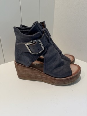 A.s. 98 Naya Wedge Sandal Blue Gray