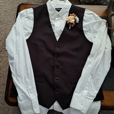 Vintage Style Gioberti Formal Suit Vest Large w/ White Shirt  Boutonniere Set