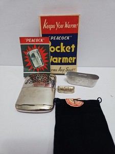 Vintage Peacock Pocket Hand Warmer- With Box - Unused