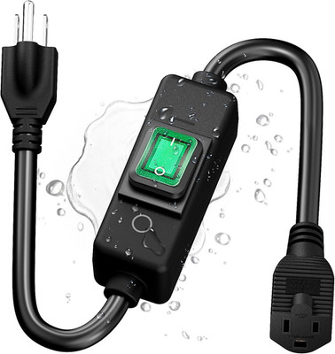 3-Prong Outdoor Waterproof Extension Switch Cord, In-Line On/Off Switch Extensio